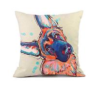 Redland Art Cute Pet German Shepherd Dog Throw Pillow Covers Linen Sofa Decorative Cushion Cases for Home Decor 18×18 Inch