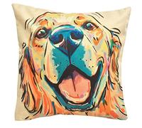 Redland Art Cute Pet Golden Retriever Dog Pattern Linen Throw Pillow Covers Car Sofa Cushion Cover Pillowcases Home Decor 18"x18" Inch 45 cm