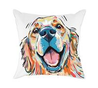 Redland Art Cute Pet Golden Retriever Dog Pattern Polyester Throw Pillow Covers Car Sofa Cushion Cover Pillowcases Home Decor 18"x18"