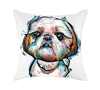 Redland Art Cute Pet Shih Tzu Dogs Pattern Polyester Throw Pillow Covers Cushion Cases Home Decor Square 18" x 18" 45cm x 45cm