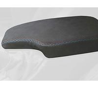 RedlineGoods armrest cover compatible with BMW 4-series 2013-19. Tailor made - not universal! Genuine top-grade Italian Black leather with Blue thread
