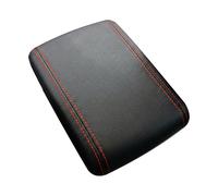 RedlineGoods armrest cover compatible with Nissan 370Z 2009-20. Tailor made - not universal! Genuine top-grade Italian Black leather with Red thread