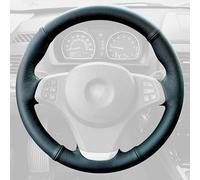 RedlineGoods steering wheel cover - 3-spoke v.2 compatible with BMW X5 1999-06. Tailor made - not universal! Genuine top-grade Italian Black leather with Black thread