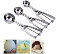 Redlution 3pcs Stainless Steel 4/5/6cm Scoop for Ice Cream & Cookie Mash Food Spoon Kitchen