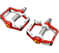Redlution Bike Pedals Aluminum Alloy CNC bearing Shock Absorption Bicycle Cycling Pedals for Mountain And Road,1 Pair (Red)