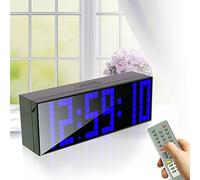 Redlution Large LED Digital Wall Clock Jumbo Larger Numbers 3 inch LCD Display Countdown up Alarm Clock with Remote Control (Blue)