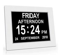 Redlution [Newest Version Day Clock - Extra Large Impaired Vision Digital Clock with Battery Backup & 5 Alarm Options (White)