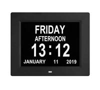 Redlution [Newest Version Day Clock - Extra Large Impaired Vision Digital Clock with Battery Backup & 5 Alarm Options (Black)