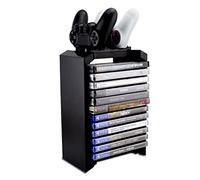 Redlution PS4 Games Charger Storage Tower, Playstation 4 Controller Dual Charging Dock Station & Multifunctional Vertical Stand for Dualshock 4