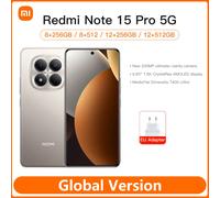 Redmi Note 15 Pro 5G Xiaomi Mobile Phones Global Version MediaTek Dimensity 7400-Ultra 6.83"AMOLED display 200MP main camera 12GB 512GB Titanium