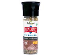 Redmond Real Sea Salt - Natural Unrefined Organic Gluten Free, Coarse Salt with Coarse Grinder (Garlic Pepper)