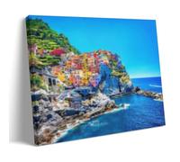 Redmushroom Port of The Five Towns in The Mediterranean Music Canvas Posters for Bedroom Wall Art Decor Posters & Prints 16x24inch(40x60cm) Frame-style