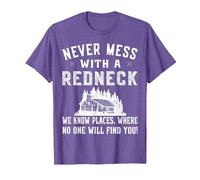 Redneck Costume - Never Mess with a red Neck T-Shirt, Men, Purple Heather, X-Large