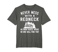 Redneck Costume - Never Mess with a red Neck T-Shirt, Men's Big and Tall, Asphalt Grey, 4X Tall