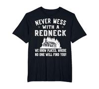 Redneck Costume - Never Mess with a red Neck T-Shirt, Men's Big and Tall, Black, 5X Tall