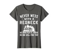 Redneck Costume - Never Mess with a red Neck T-Shirt, Women, Asphalt Grey, XX-Large