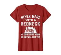 Redneck Costume - Never Mess with a red Neck T-Shirt, Women, Cranberry Red, XX-Large