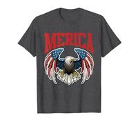 Redneck Merica American Flag Bald Eagle 4th of July T-Shirt, Men, Dark Heather Grey, 6X-Large