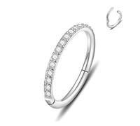 REDNITY 20G 18G 16G 14G Hinged Nose Ring Hoop 316L Surgical Steel, Septum Clicker Cartilage Earrings with CZ, Diameter 6mm to 12mm, Silver, Black, Gold, Rose Gold, Rainbow, Cubic Zirconia, cubic