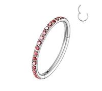 REDNITY 20G 18G 16G 14G Hinged Nose Ring Hoop 316L Surgical Steel, Septum Clicker Cartilage Earrings with CZ, Diameter 6mm to 12mm, Silver, Black, Gold, Rose Gold, Rainbow, Cubic Zirconia, cubic