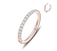 REDNITY 20G 18G 16G 14G Hinged Nose Ring Hoop 316L Surgical Steel, Septum Clicker Cartilage Earrings with CZ, Diameter 6mm to 12mm, Silver, Black, Gold, Rose Gold, Rainbow, Cubic Zirconia, cubic