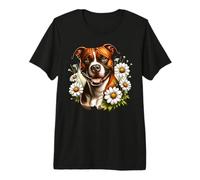 Rednose Pitbull Dog Summer Daisy Wildflowers Premium T-Shirt