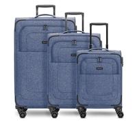 Redolz Essentials 12 THREE SET 4 wheels Suitcase set 3-piece with expansion pleat blue