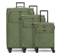 Redolz Essentials 12 THREE SET 4 wheels Suitcase set 3-piece with expansion pleat green