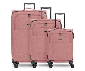 Redolz Essentials 12 THREE SET 4 wheels Suitcase set 3-piece with expansion pleat pink