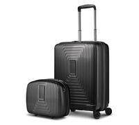 Redolz Essentials 14 suitcase set 2 pcs. cabin trolley with stretch fold & beauty case black