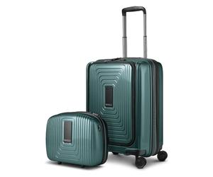 Redolz Essentials 14 suitcase set 2 pcs. cabin trolley with stretch fold + beauty case green
