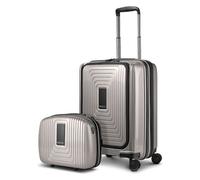 Redolz Essentials 14 suitcase set 2 pcs. cabin trolley with stretch fold + beauty case silver colored