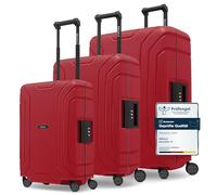 REDOLZ Essentials 15 Regular Items, Classic red, Kofferset (3-teilig), Hard shell trolley with swivel castors