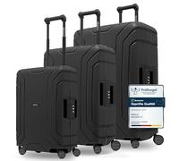 REDOLZ Essentials 15 Regular Items, Deep Black, Kofferset (3-teilig), Hard shell trolley with swivel castors