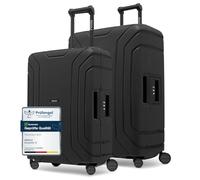 REDOLZ Essentials 15 Regular Items, Deep Black, Set of 2 (M + L), Hard shell trolley with swivel wheels