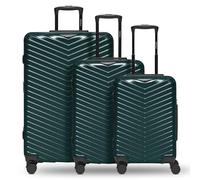REDOLZ Essentials 18, Metallic green shiny, Kofferset (3-teilig) erweiterbar, Hard shell trolley set of 3 with swivel castors