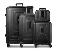 Redolz Essentials14 4-Wheel Suitcase Set, 4-Piece Beautycase with Expandable Laptop Compartment black