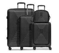Redolz Essentials14 4-wheel suitcase set Beautycase 4 pce with expansion fold laptop compartment black