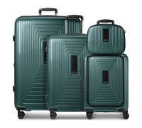 Redolz Essentials14 4-wheel suitcase set Beautycase 4 pce with expansion fold laptop compartment green