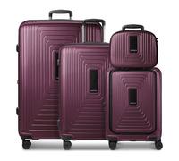 Redolz Essentials14 4-wheel suitcase set Beautycase 4 pce with expansion fold laptop compartment red
