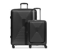 REDOLZ Essentials 14, Black Metallic, 2-SET Trolley S Laptopfach & Trolley L erweiterbar, Hard shell trolley with swivel castors
