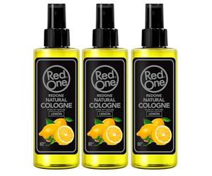 RedOne Aftershave Natural Barber Cologne Lemon Spray 3x150ml | Long Lasting Fresh Citrus Scent | Premium Men’s Grooming Aftershave Cologne | Refreshing Post Shave Spray | 3 PCS