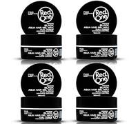 RedOne Aqua Hair Wax Black 4x150 ml | Extra Hold Gel Wax | Lime Scent | Long Lasting Styling Wax | Shiny Finish | Barber & Salon Quality | For Men & Women | Maximum Control | 4 Pack