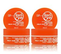 RedOne Aqua Hair Wax Orange 2x150 ml | Strong Hold Gel Wax for Men & Women | Sweet Melon Scent | Water-Based Styling Wax | Professional Barber Quality | Long Lasting Control | Shiny Finish
