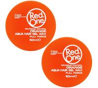 RedOne Aqua Hair Wax Orange 2x50 ml | Strong Hold & Maximum Control | Watermelon Scent | Matte Finish Water-Based Hair Gel Wax | Professional Barber-Grade Styling for Men & Women | 2 Pack