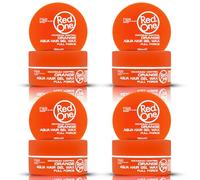 RedOne Aqua Hair Wax Orange 4x150 ml | Ultra Hold Gel Wax | Melon Scent | Shiny Finish & Edge Control | Barber & Salon Quality | Professional Styling Wax for Men & Women | Maximum Control | 4 Pack