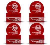 RedOne Aqua Hair Wax Red 4x150 ml | Ultra Hold Gel Wax | Strawberry Scent | Shiny Finish & Edge Control | Barber & Salon Quality | Professional Styling Wax for Men & Women | Maximum Control | 4 Pack