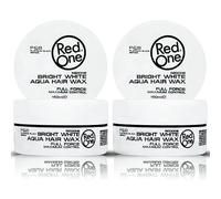 RedOne Bright White Aqua Hair Wax 2x150 ml | Peach Scent | Ultra Strong Hold Styling Wax for Men & Women | Professional Barber Quality Hair Gel Wax | Long Lasting Control | No Residue | Twin Pack
