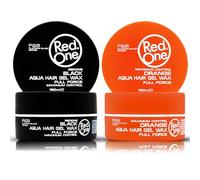 RedOne Hair Styling Wax Black & Orange 2x150 ml | Strong Hold & Maximum Control | Lime & Melon Scent | Ultra Hold Hair Gel Wax for Men & Women | Professional Long Lasting Styling Set