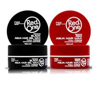 RedOne Hair Styling Wax Red & Black 2x150 ml | Ultra Hold & Maximum Control | Strawberry & Lime Scent | Long Lasting Hair Gel Wax for Men & Women | Professional Barber Styling Set